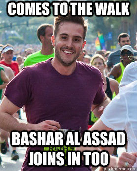 Comes to the walk Bashar al assad joins in too   Ridiculously photogenic guy