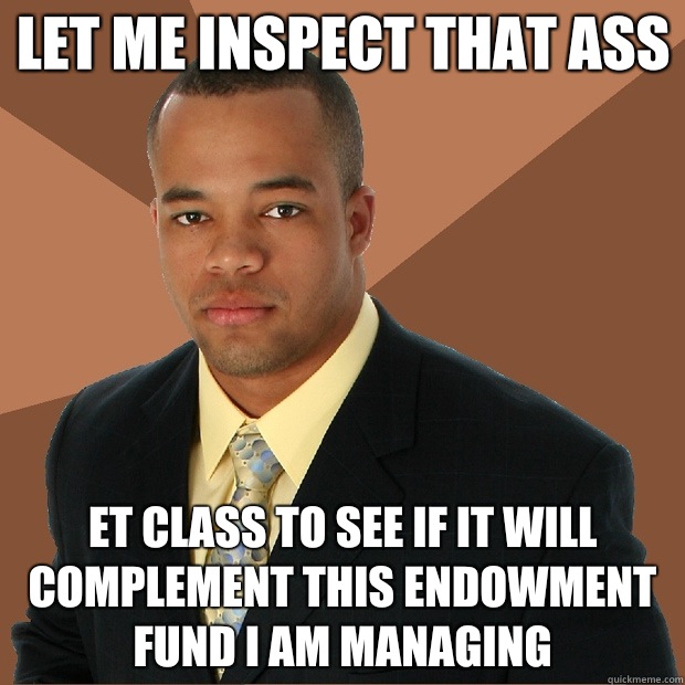 Let me inspect that ass et class to see if it will complement this endowment fund I am managing  Successful Black Man