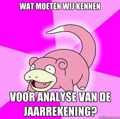 WAT MOETEN WIJ KENNEN VOOR ANALYSE VAN DE JAARREKENING?  Slowpoke