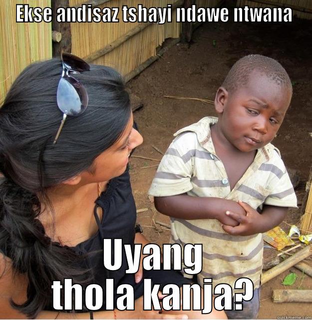 EKSE ANDISAZ TSHAYI NDAWE NTWANA UYANG THOLA KANJA? Skeptical Third World Kid