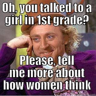 OH, YOU TALKED TO A GIRL IN 1ST GRADE? PLEASE, TELL ME MORE ABOUT HOW WOMEN THINK Condescending Wonka