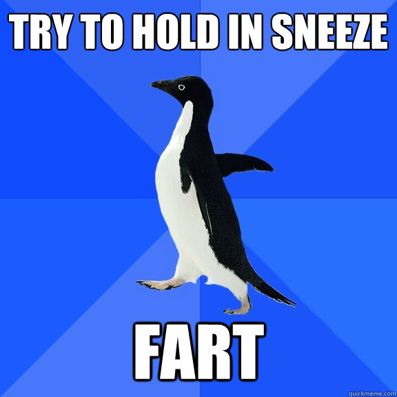 try to hold in sneeze fart  Socially Awkward Penguin