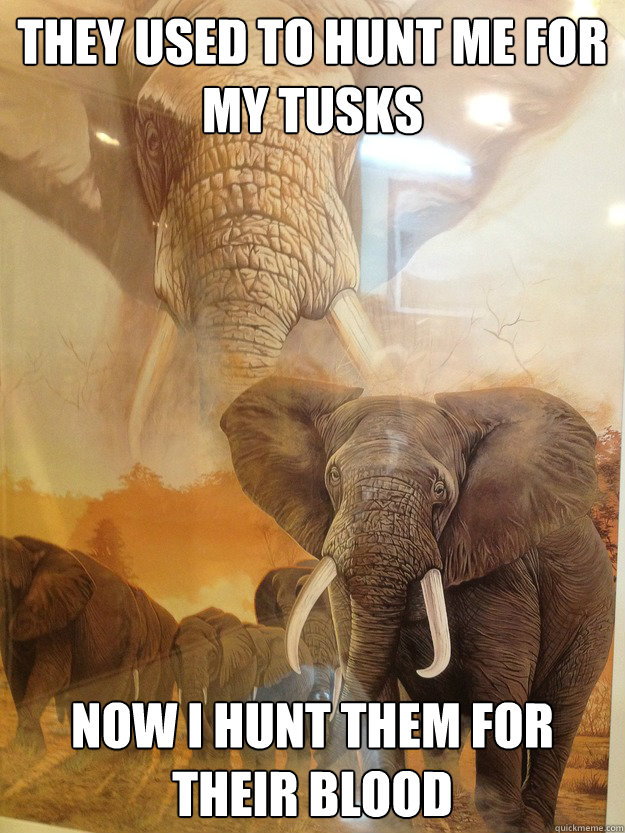 They used to hunt me for my tusks Now I hunt them for their blood - They used to hunt me for my tusks Now I hunt them for their blood  Misc