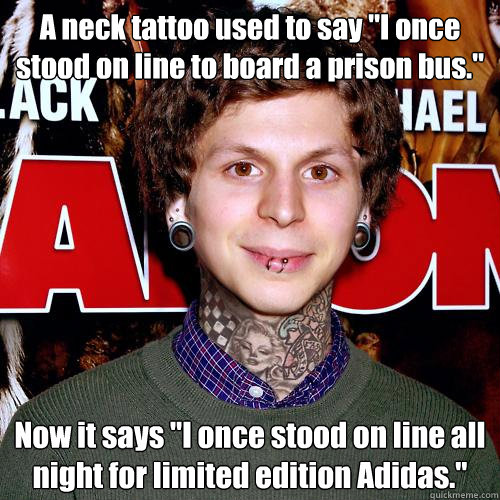 A neck tattoo used to say 