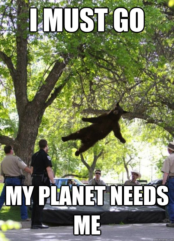 I must go My planet needs me  i am a falling bear