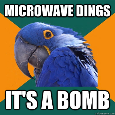 Microwave dings It's a bomb  Paranoid Parrot