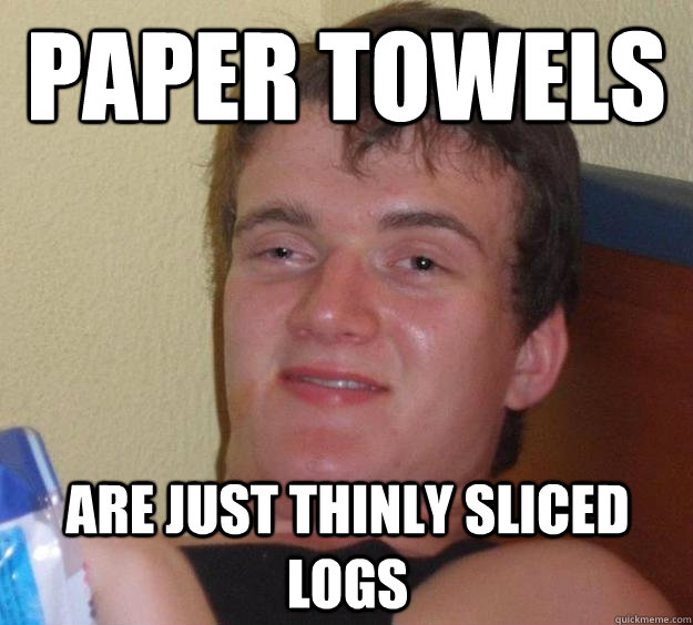 Paper towels are just thinly sliced logs  10 Guy