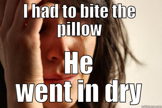 I HAD TO BITE THE PILLOW HE WENT IN DRY First World Problems