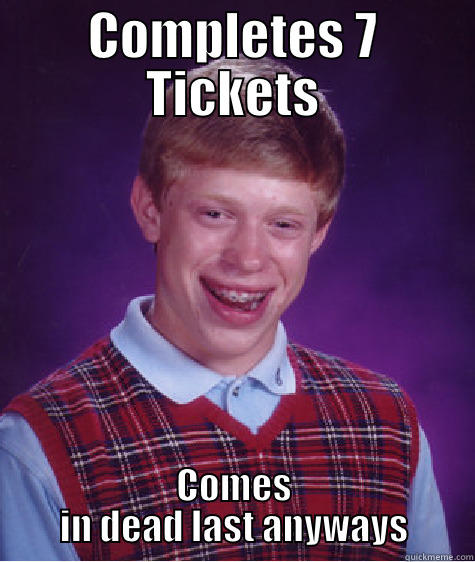 COMPLETES 7 TICKETS COMES IN DEAD LAST ANYWAYS Bad Luck Brian