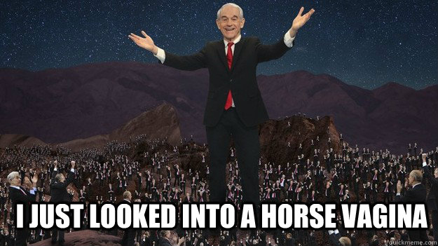   I JUST LOOKED INTO A HORSE VAGINA  