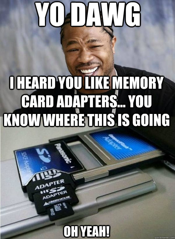 Yo dawg I heard you like memory card adapters... You know where this is going Oh Yeah! - Yo dawg I heard you like memory card adapters... You know where this is going Oh Yeah!  Xzibit