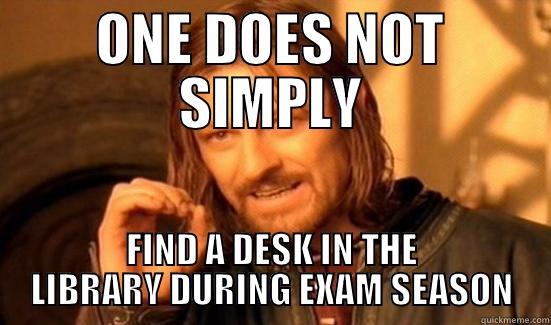 ONE DOES NOT SIMPLY FIND A DESK IN THE LIBRARY DURING EXAM SEASON Boromir