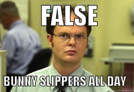          FALSE           BUNNY SLIPPERS ALL DAY   Dwight