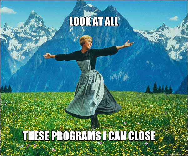 Look at all these programs I can close  soundomusic