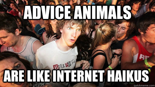 Advice Animals  are like internet Haikus  Sudden Clarity Clarence