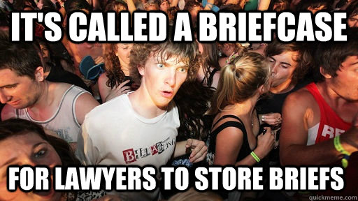 It's called a briefcase for lawyers to store briefs  Sudden Clarity Clarence
