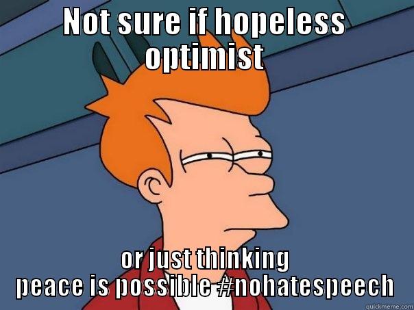 NOT SURE IF HOPELESS OPTIMIST OR JUST THINKING PEACE IS POSSIBLE #NOHATESPEECH Futurama Fry