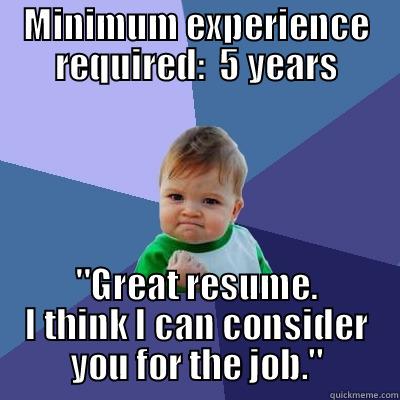 MINIMUM EXPERIENCE REQUIRED:  5 YEARS 