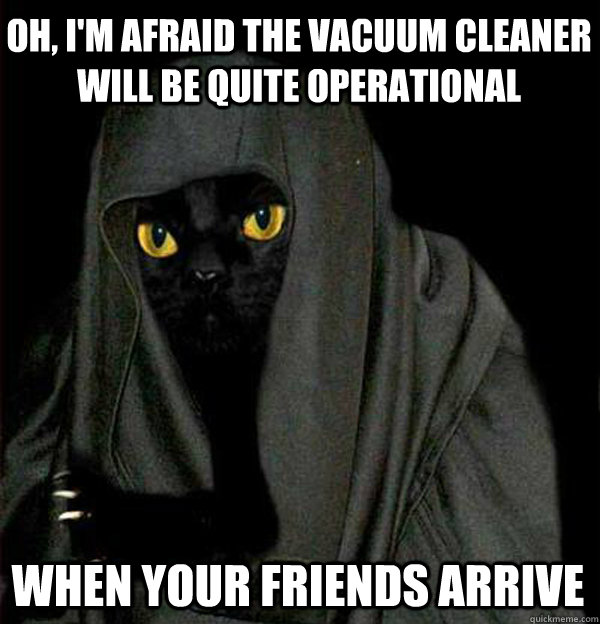 Oh, I'm afraid the vacuum cleaner will be quite operational  When your friends arrive  