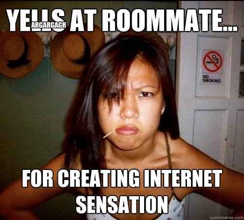 Yells at roommate... for creating internet sensation ARGARGAGR  Asian roommate