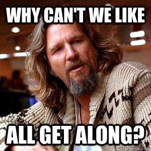 Why can't we like All get along?  The Dude