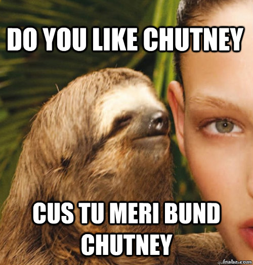 Do you like chutney Cus tu meri bund chutney  rape sloth