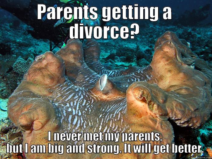 PARENTS GETTING A DIVORCE? I NEVER MET MY PARENTS, BUT I AM BIG AND STRONG. IT WILL GET BETTER. Misc
