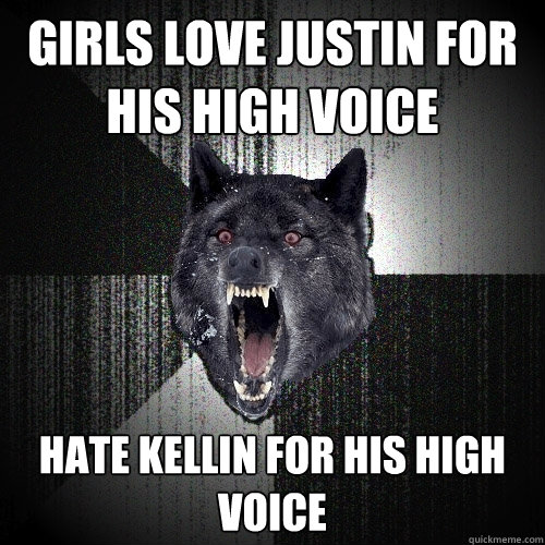 Girls love justin for his high voice hate kellin for his high voice  Insanity Wolf