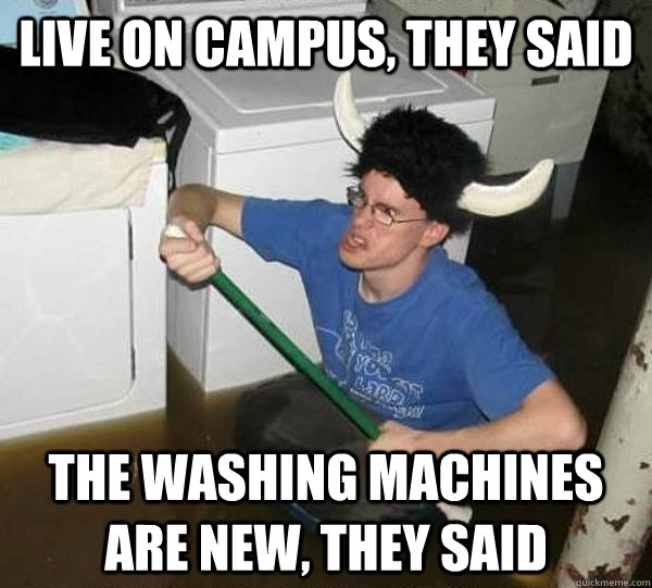 Live on campus, they said The washing machines are new, they said  They said