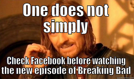 ONE DOES NOT SIMPLY CHECK FACEBOOK BEFORE WATCHING THE NEW EPISODE OF BREAKING BAD Boromir