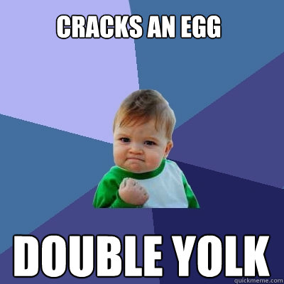 cracks an egg double yolk - cracks an egg double yolk  Success Kid