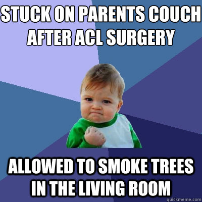 Stuck on parents couch after Acl Surgery Allowed to smoke trees in the living room - Stuck on parents couch after Acl Surgery Allowed to smoke trees in the living room  Success Kid