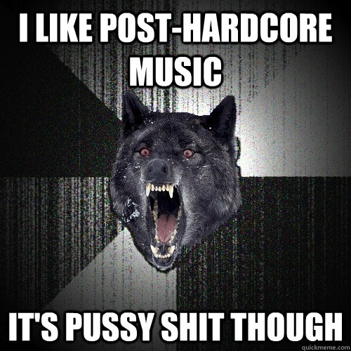 i like post-hardcore music it's pussy shit though  Insanity Wolf