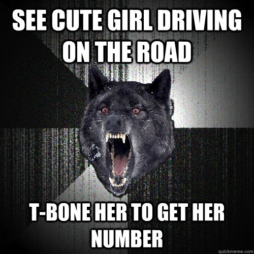See Cute Girl driving on the road t-bone her to get her number  Insanity Wolf