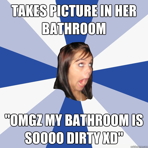 Takes picture in her bathroom 