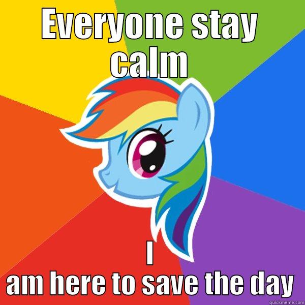 EVERYONE STAY CALM I AM HERE TO SAVE THE DAY Rainbow Dash