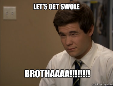 LET'S GET SWOLE BROTHAAAA!!!!!!!!  Adam workaholics