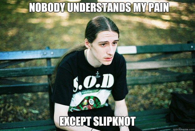 Nobody understands my pain Except slipknot  First World Metal Problems