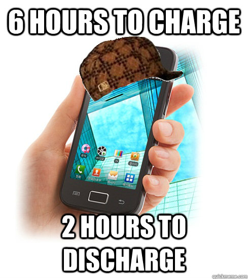 6 hours to charge 2 hours to discharge - 6 hours to charge 2 hours to discharge  Scumbag Smartphone