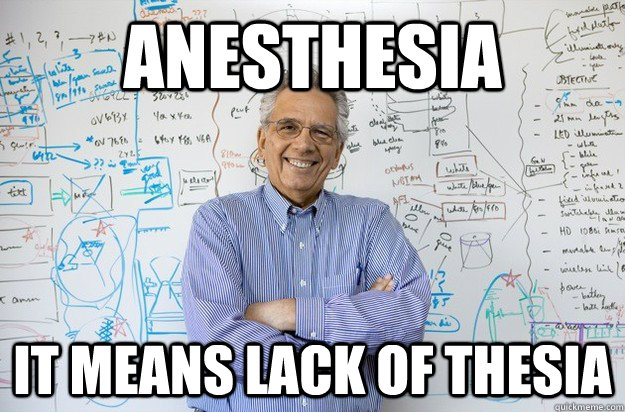 Anesthesia It means lack of thesia  Engineering Professor
