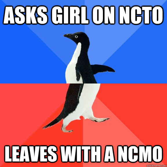 Asks girl on ncto leaves with a ncmo  Socially Awkward Awesome Penguin