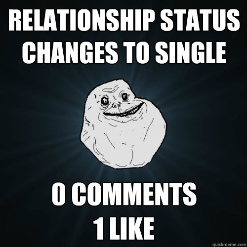 relationship status changes to single 0 comments
1 like   Forever Alone