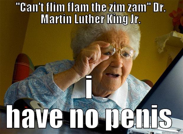 ''CAN'T FLIM FLAM THE ZIM ZAM'' DR. MARTIN LUTHER KING JR. I HAVE NO PENIS Grandma finds the Internet