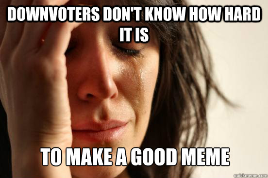 Downvoters don't know how hard it is to make a good meme  First World Problems