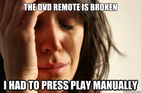 The DVD Remote is broken I had to press play manually  First World Problems