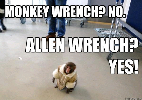 Monkey wrench? No. Allen wrench? 
Yes!  Ikea Monkey