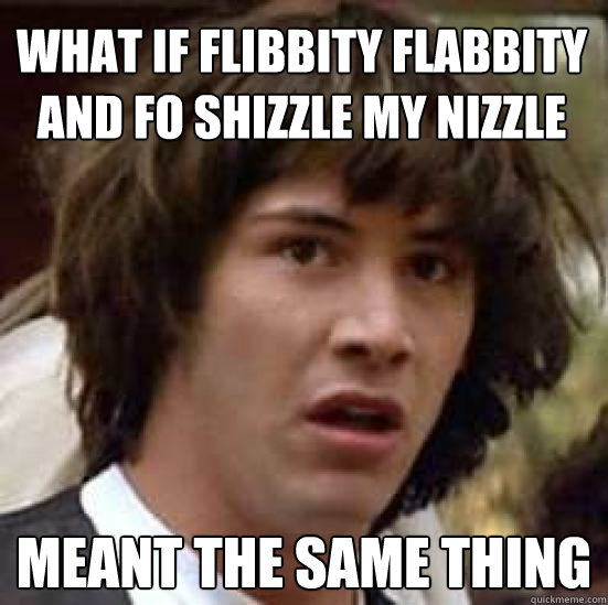 What if Flibbity Flabbity and fo Shizzle my Nizzle  meant the same thing  conspiracy keanu