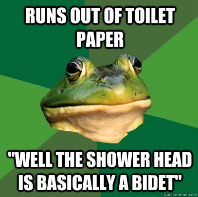 Runs out of toilet paper 
