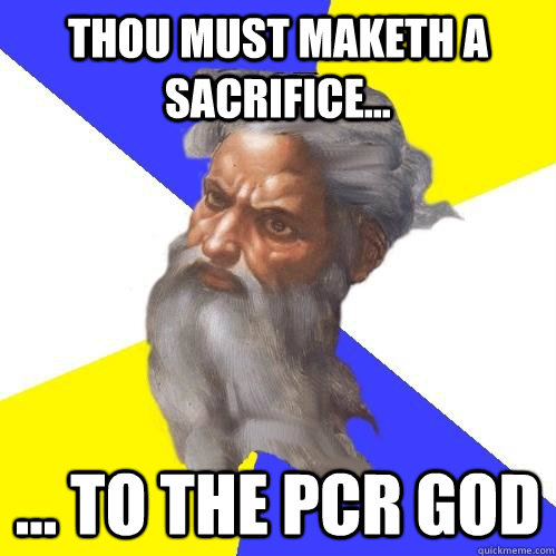 Thou Must maketh a sacrifice... ... To the PCR god  Advice God