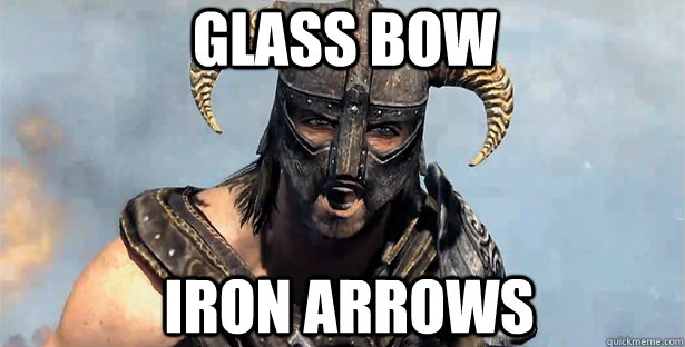 glass bow iron arrows  skyrim
